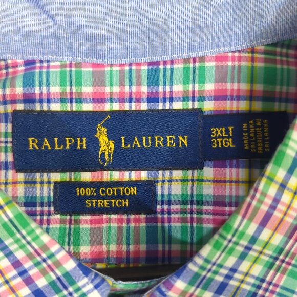 Ralph Lauren Shirt Men's 3XLT Multicolor Cotton Stretch Long Sleeve Button Up - Picture 4 of 10